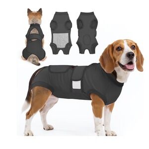 Lukovee Dog Recovery Suit Adjustable Surgical Body‎ Suit Dark Grey Size XL